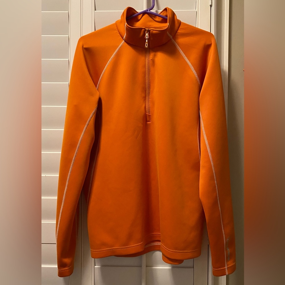 Sunice Shirt Men Medium Orange Pull Over Quarter Zip‎ Running Active Dry Adult